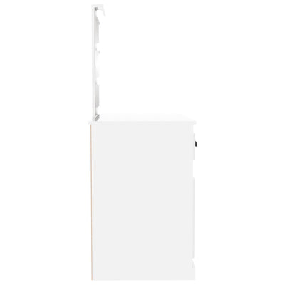 Peilipöytä LED-valot korkeakiilto valkoinen 90x50x132,5 cm puu