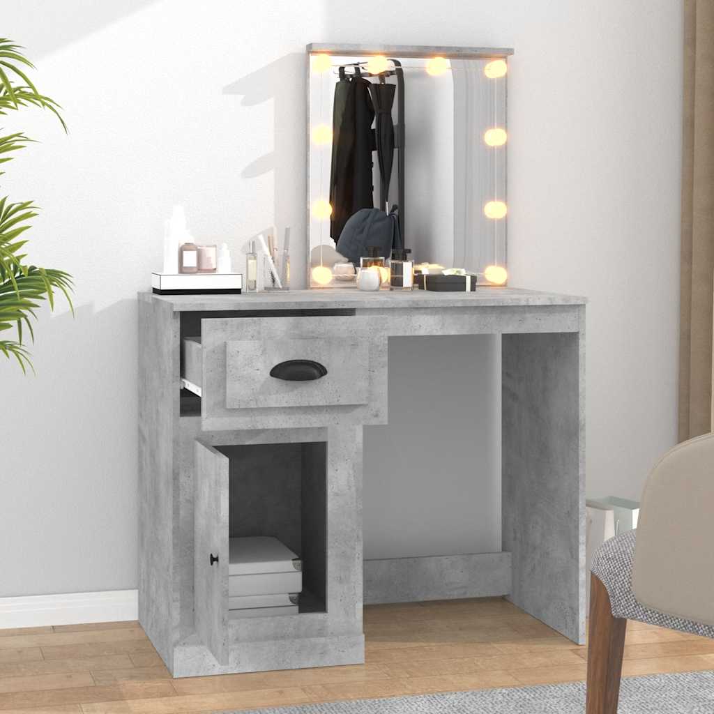 Betoninharmaa peilipöytä led-valot Faur 90x50x132,5cm (puinen)