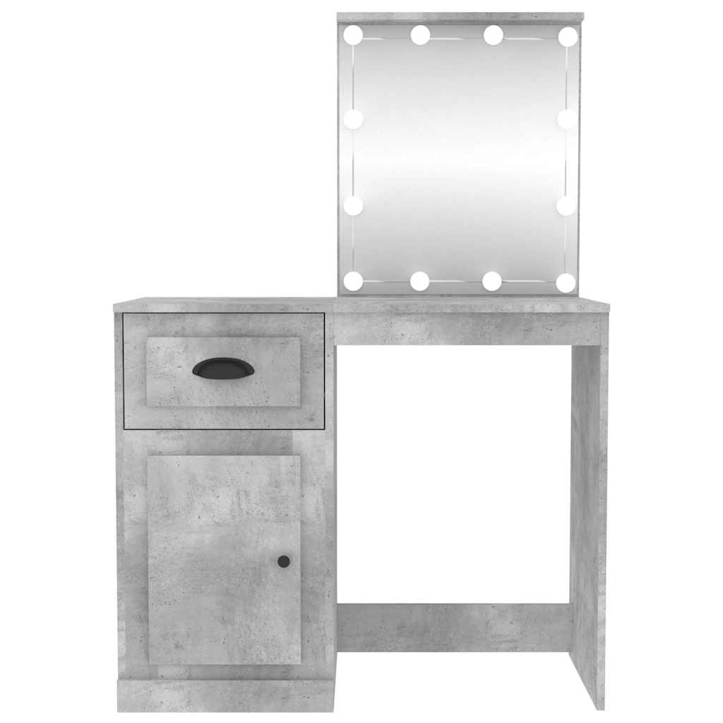 Betoninharmaa peilipöytä led-valot Faur 90x50x132,5cm (puinen)