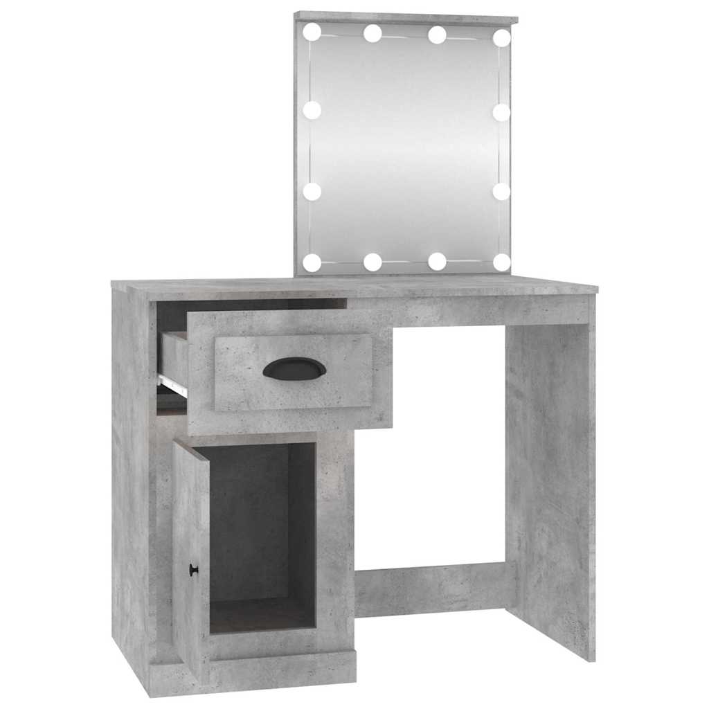 Betoninharmaa peilipöytä led-valot Faur 90x50x132,5cm (puinen)
