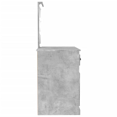 Peilipöytä LED-valot betoninharmaa 90x50x132,5 cm tekninen puu