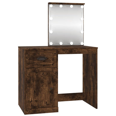 Peilipöytä LED-valot savutammi 90x50x132,5 cm tekninen puu