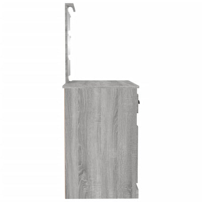 Peilipöytä LED-valot harmaa Sonoma 90x50x132,5 cm tekninen puu