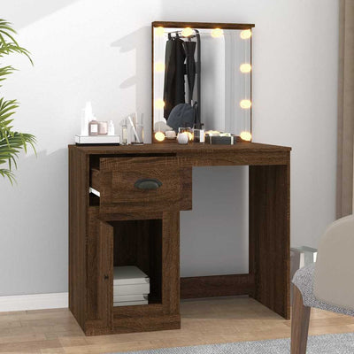 Ruskea tammi peilipöytä led-valot Faur 90x50x132,5cm (puinen)