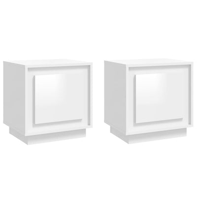 Valkoinen yöpöydät Lilian 44x35x45cm (2 kpl korkeakiilto puinen)