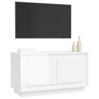 TV-taso korkeakiilto valkoinen 80x35x45 cm tekninen puu