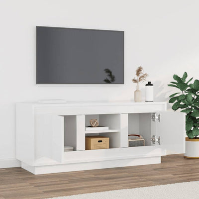 TV-taso korkeakiilto valkoinen 102x35x45 cm tekninen puu