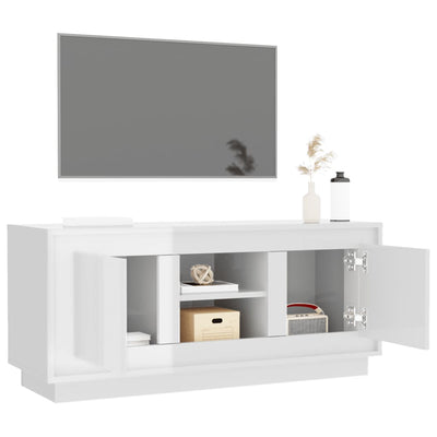 TV-taso korkeakiilto valkoinen 102x35x45 cm tekninen puu