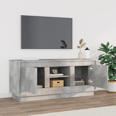 TV-taso betoninharmaa 102x35x45 cm tekninen puu