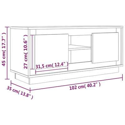 TV-taso ruskea tammi 102x35x45 cm tekninen puu
