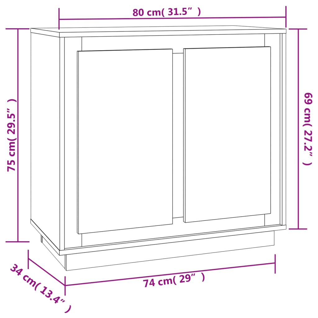 Valkoinen senkki Zdanek 80x34x75cm (puinen)