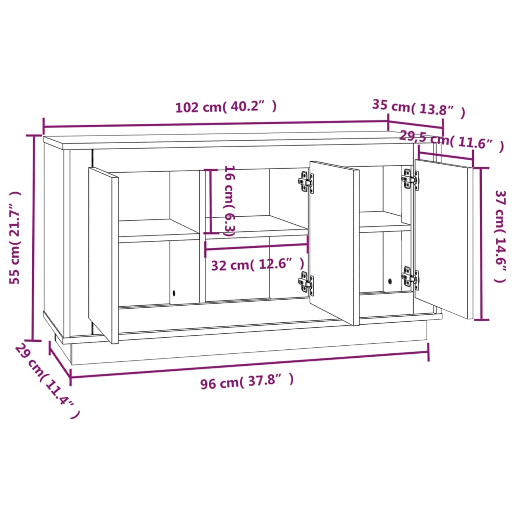 Harmaa senkki Efrosana 102x35x55cm (puinen)