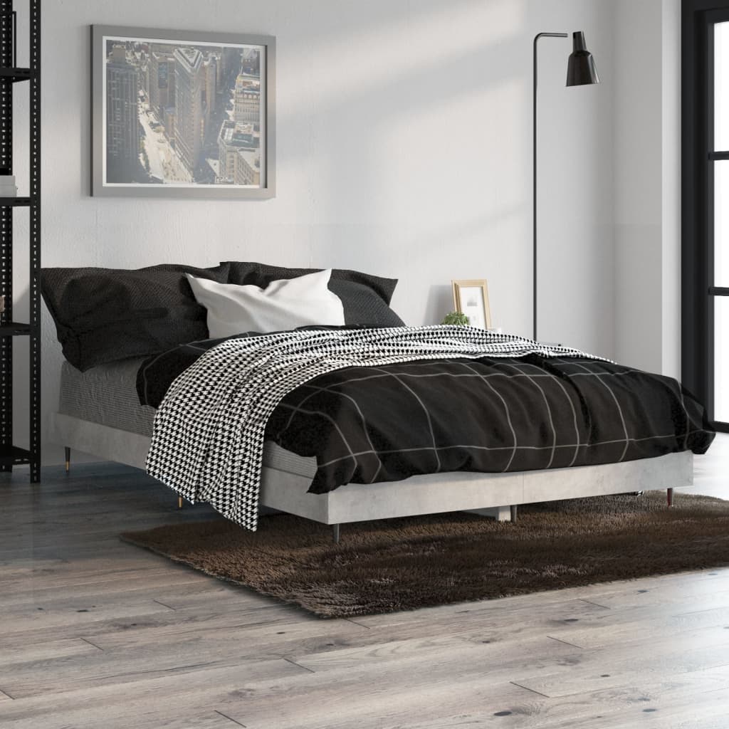 Betoninharmaa sängynrunko Panaghiea 120x190cm (puinen)