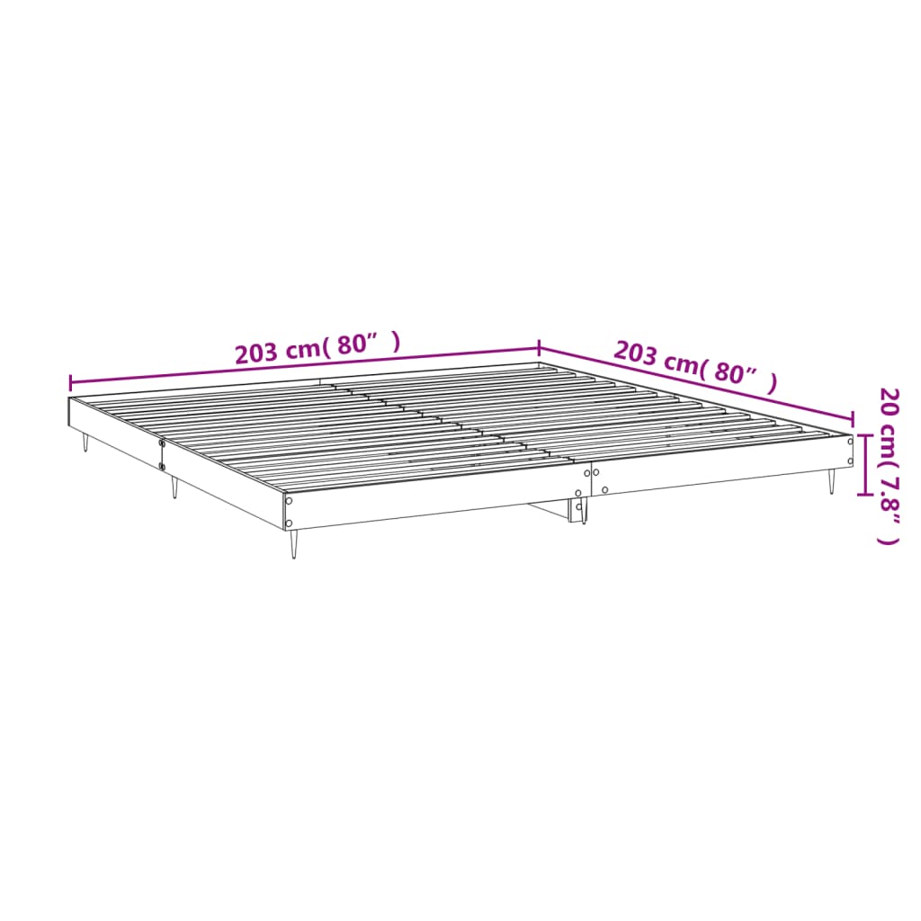 Betoninharmaa sängynrunko Rl 200x200cm (puinen)