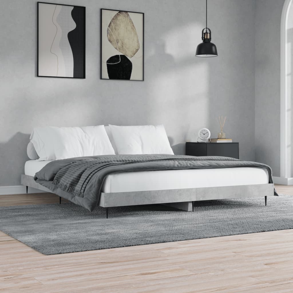 Betoninharmaa sängynrunko Rl 200x200cm (puinen)