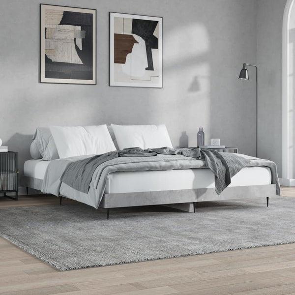 Sängynrunko betoninharmaa 150x200 cm tekninen puu