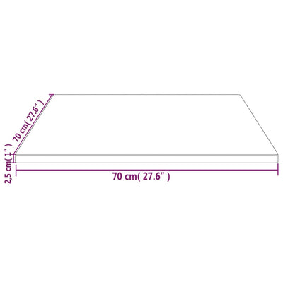 Pöytälevy 70x70x2,5 cm täysi mänty neliö