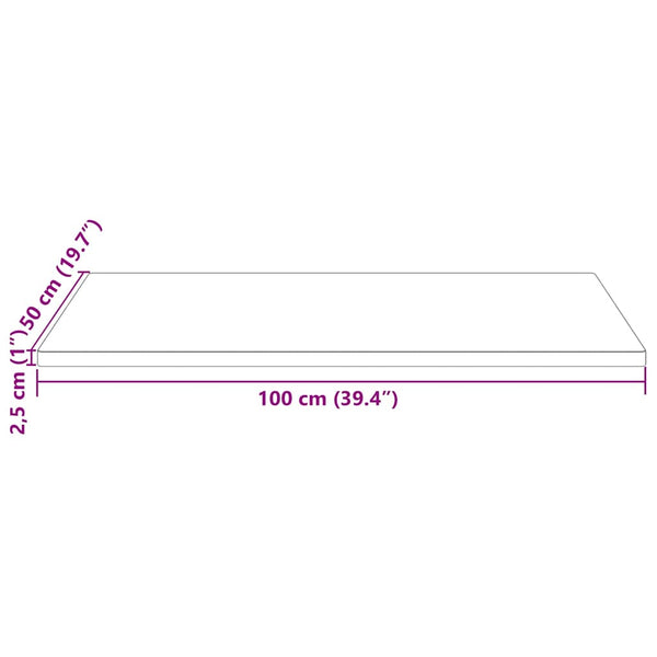 Pöytälevy 100x50x2,5 cm täysi mänty suorakaide