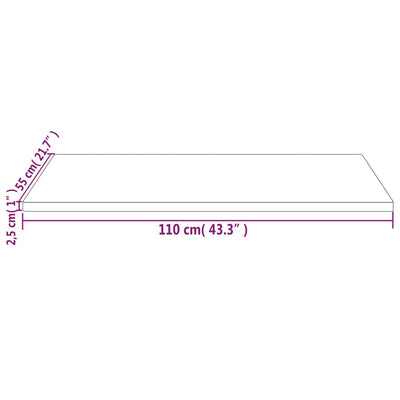 Pöytälevy valkoinen 110x55x2,5 cm täysi mänty suorakaide