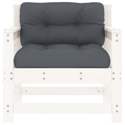 Valkoinen puutarhatuolit tyynyillä Egbert (2 kpl mänty)