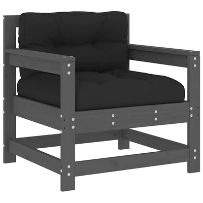 Harmaa puutarhatuolit tyynyillä Egbert (2 kpl mänty)