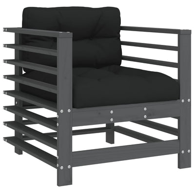 Harmaa puutarhatuolit tyynyillä Iosefinii (2 kpl mänty)