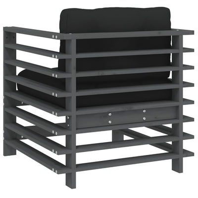 Harmaa puutarhatuolit tyynyillä Iosefinii (2 kpl mänty)