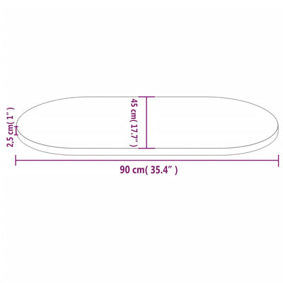 Pöytälevy 90x45x2,5 cm täysi mänty ovaali