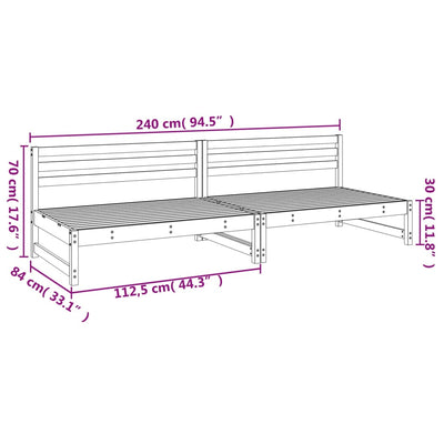 Puutarhan keskisohvat 2 kpl 120x80 cm täysi mänty