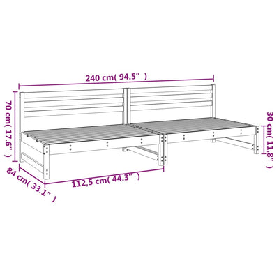 Puutarhan keskisohvat 2 kpl valkoinen 120x80 cm täysi mänty