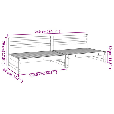 Puutarhan keskisohvat 2 kpl harmaa 120x80 cm täysi mänty