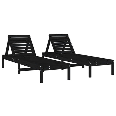 Aurinkotuolit 2 kpl musta 199,5x60x74 cm täysi mänty