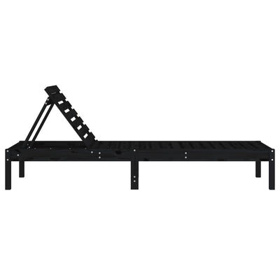 Aurinkotuolit 2 kpl musta 199,5x60x74 cm täysi mänty