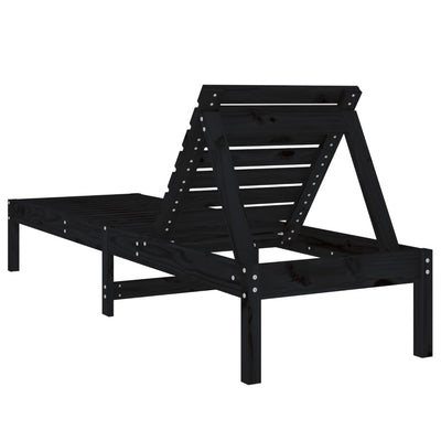 Aurinkotuolit 2 kpl musta 199,5x60x74 cm täysi mänty