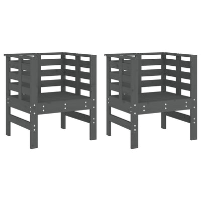 Puutarhatuolit 2 kpl harmaa 61,5x53x71 cm täysi mänty