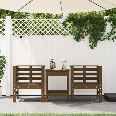 Puutarhatuolit 2 kpl hunajanruskea 61,5x53x71 cm täysi mänty
