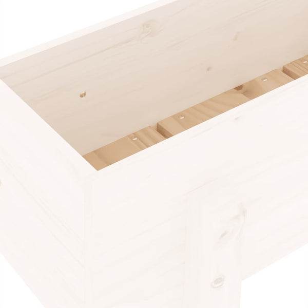 Korotettu kukkalaatikko valkoinen 101x30x38 cm täysi mänty
