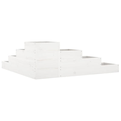 Ulkokukkalaatikko 4 tasoa 106x104,5x36 cm valkoinen täysi mänty