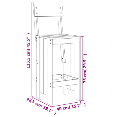 Baarijakkarat 2 kpl 40x48,5x115,5 cm täysi douglaskuusi
