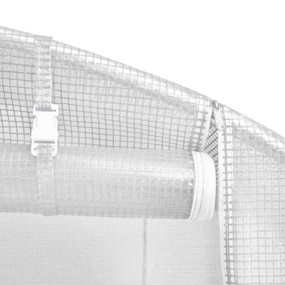 Kasvihuone teräsrungolla valkoinen 12 m² 6x2x2,85 m