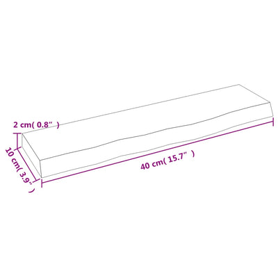 Seinähylly 40x10x2 cm käsittelemätön täysi tammi