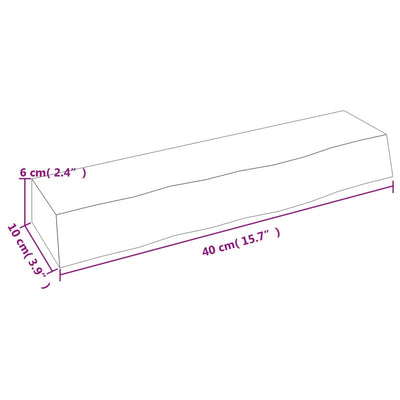 Seinähylly 40x10x6 cm käsittelemätön täysi tammi