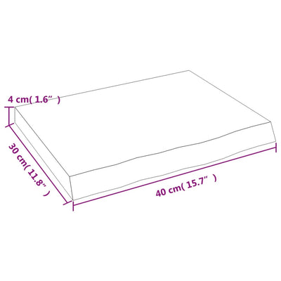 Seinähylly 40x30x(2-4) cm käsittelemätön täysi tammi