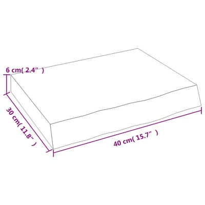 Seinähylly 40x30x(2-6) cm käsittelemätön täysi tammi
