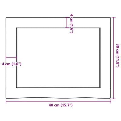 Seinähylly 40x30x(2-6) cm käsittelemätön täysi tammi