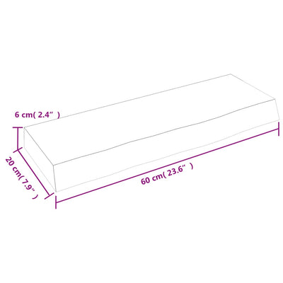 Seinähylly 60x20x6 cm käsittelemätön täysi tammi