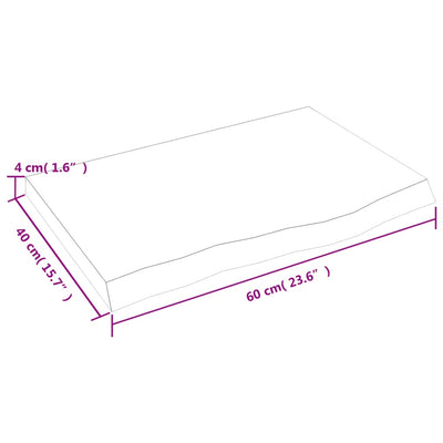 Seinähylly 60x40x(2-4) cm käsittelemätön täysi tammi