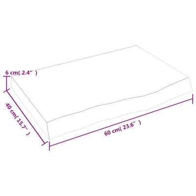 Seinähylly 60x40x(2-6) cm käsittelemätön täysi tammi
