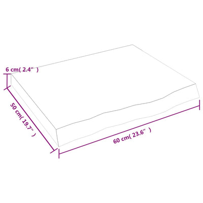 Seinähylly 60x50x(2-6) cm käsittelemätön täysi tammi