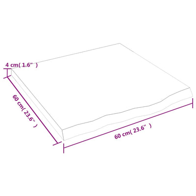 Seinähylly 60x60x(2-4) cm käsittelemätön täysi tammi